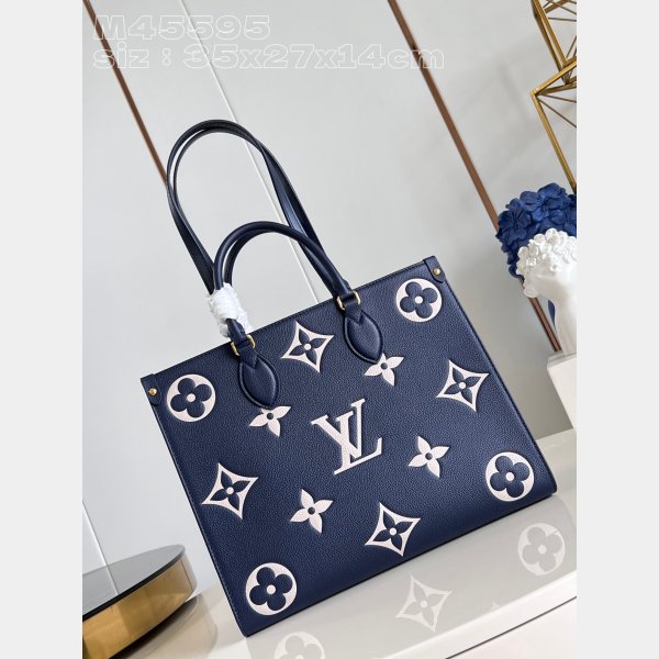 Onthego Louis Vuittons Replica M47084 Navy Monogram Empreinte Bag