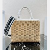 Top Quality Best prada Wicker and canvas tote bag