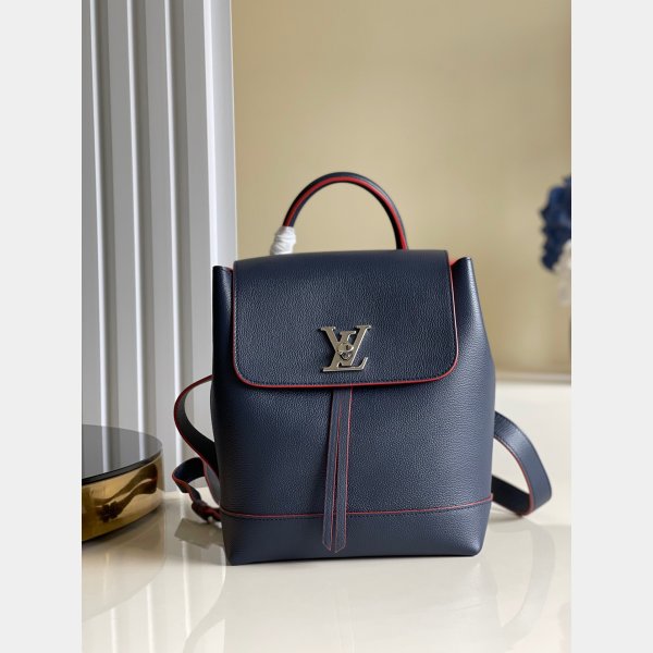 Louis Vuitton M41815 Backpack Lockme Leather NavyBlue/Black/Apricot/Red