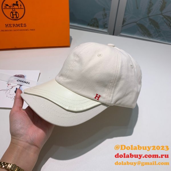 Hermes High Quality Canvas fabric Peaked cap