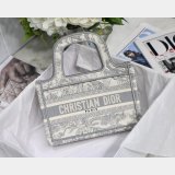 Top Quality Dior Replica Mini Book Tote Bag 22CM Canvas Embroidered