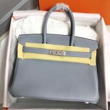 Hermes Birkin 35cm Togo leather Handbags Blue lin