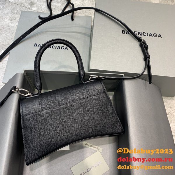 Replica Balenciaga Hourglass Top Handle Bag Lychee pattern black