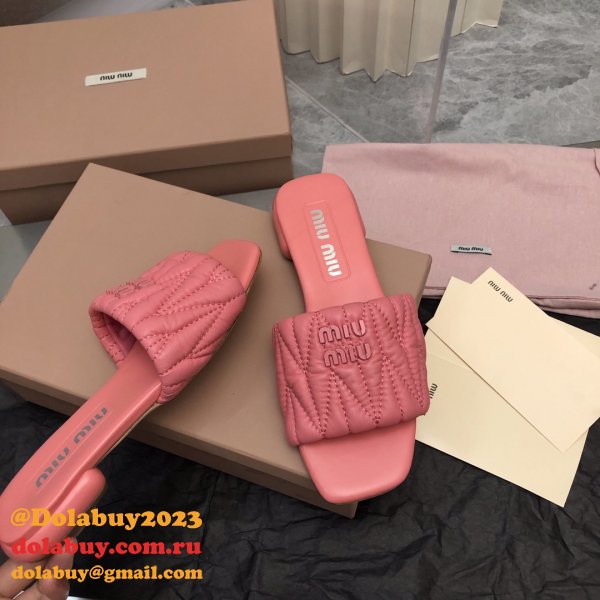 Wholesale Top Quality Miu Miu Copy Flat Sandals and Slippers Shoes