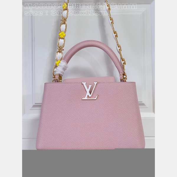 Pink White M48865 Flower Chain Knockoff The Capucines Replica LV Bag