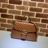 Fake Gucci Handbags 498110 Leather GG Marmont Small Top Handle