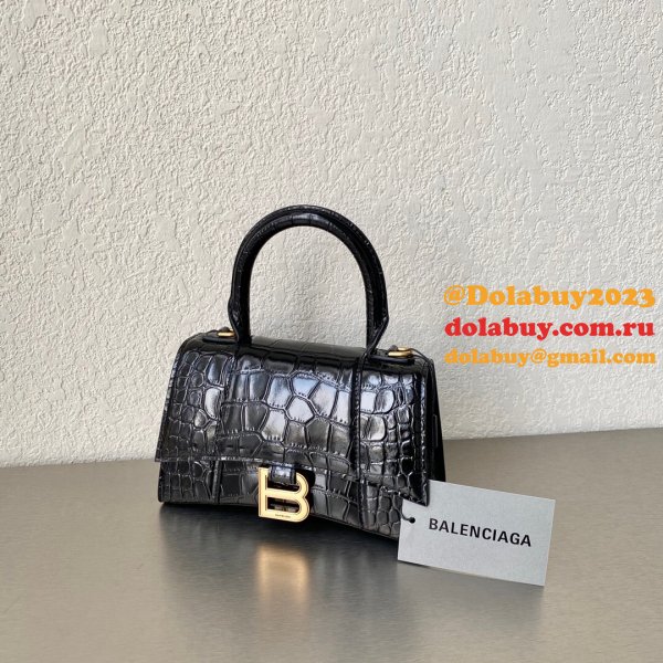 Fake Balenciaga Online Store Crocodile Pattern Hourglass 19/23cm Bag