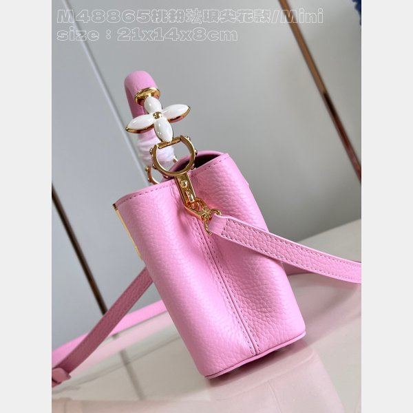 Best The Capucines Louis Vuitton Knockoff M48865 Peach Pink Enamel Tip Bag