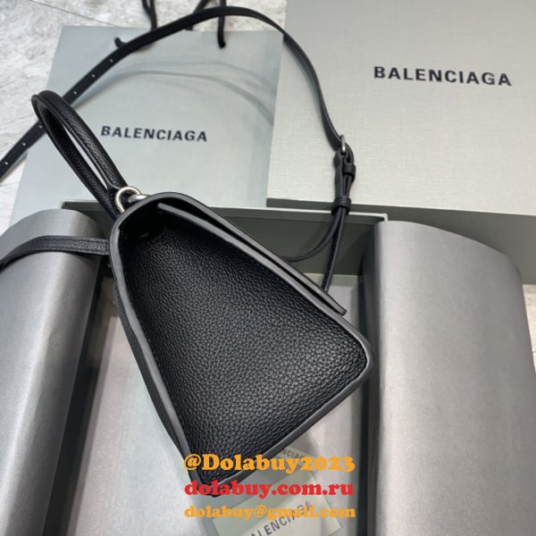 Replica Balenciaga Hourglass Top Handle Bag Lychee pattern black