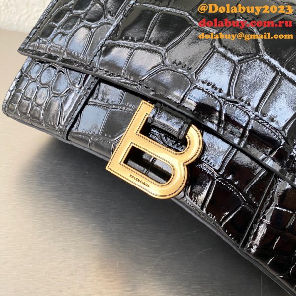 Fake Balenciaga Online Store Crocodile Pattern Hourglass 19/23cm Bag