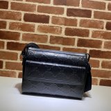 Gucci Designer 658565 Fake GG embossed messenger black bag