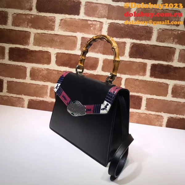 Best Gucci Replicas Lilith Top Handle Bag Leather 453751 Snakeskin Small