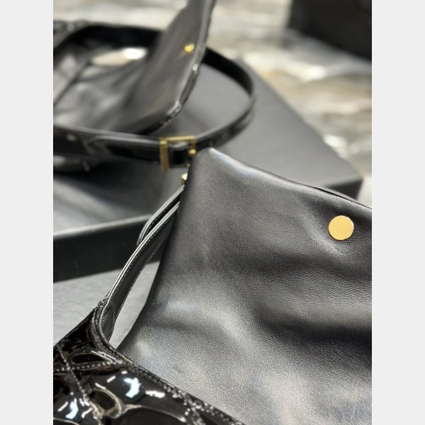 1:1 Quality Hobo Saint Laurent Fake 698567 Black Patent Bag