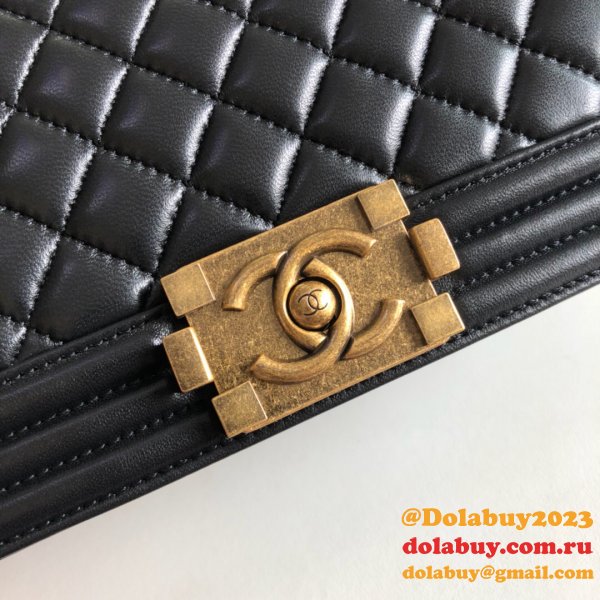 Fashion CC Le Boy Top Quality Black Bags lambskin 25cm