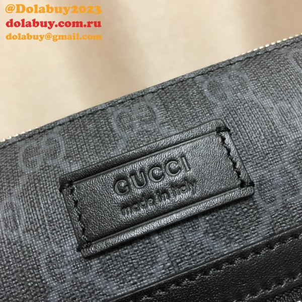 UK Gucci Fake Black GG Supreme Small Messenger 523599 Bag