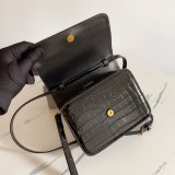 Cheap balenciaga shoulder black crocodile embossed box bag