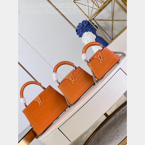 The Best Quality Capucines Louis Vuitton M48865 Orange Chain Fake Bag