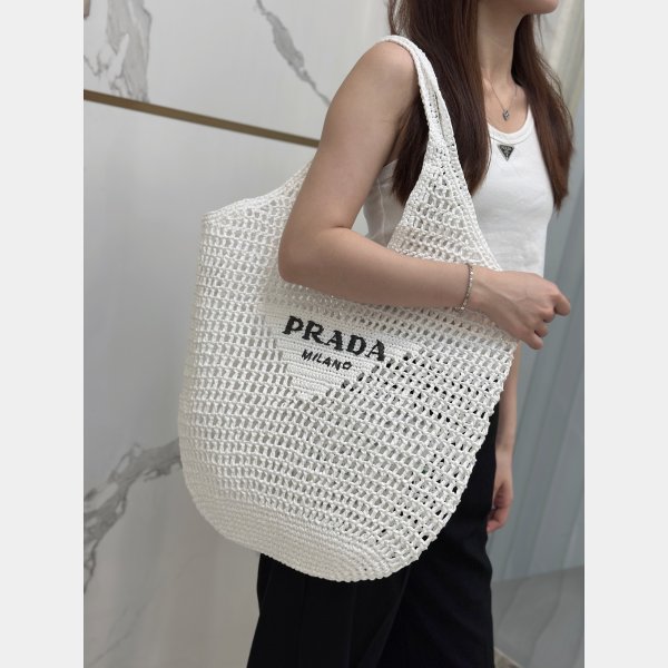 Duplicate prada raffia woven tote bag large 1BG424