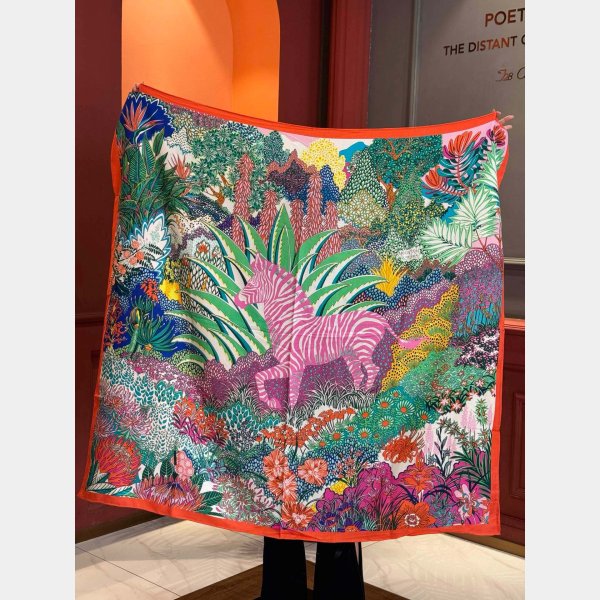 Top Quality Hermes Double-sided Printed Silk Square Scarf