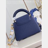 Louis Vuitton M48865 Dark Blue Light Flower Chain Capucines Replica Handbag