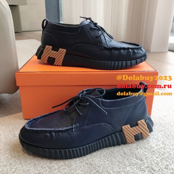 Top Quality hermes men Bouncing leather sneaker