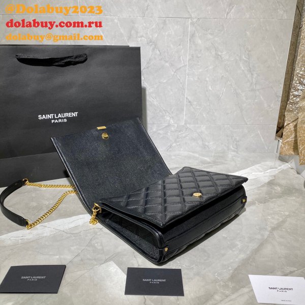 Replicas Saint Laurent Becky Large chain bag in quilted lambskin