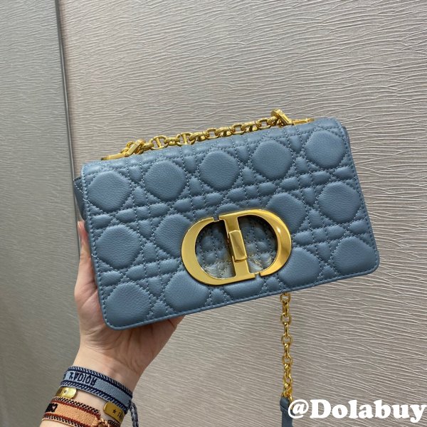 High Quality Dior Caro 20cm replica blue bags