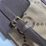 7 Star Gucci Backpack Replica 678829 with jumbo GG in camel and ebony GG canvas