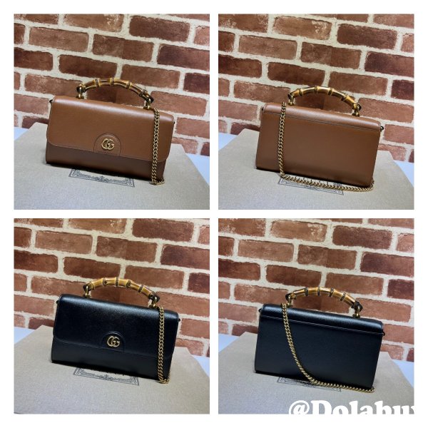 Gucci Replica 675794 Diana small shoulder bag in black/brown