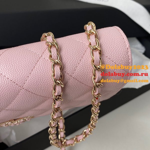 Designer Replica UK AP2734 Flap Glass Pearls Lambskin Bag