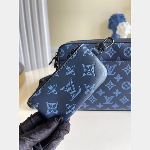 Louis Vuitton China Replica M45730 Duo Messenger Monogram Shadow Blue Bags