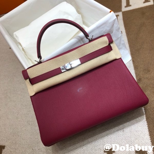 Hermes Kelly 32cm Togo leather Burgundy