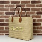 Gucci Duplicate Straw-effect Tote 779666 Beige Fabric Bag