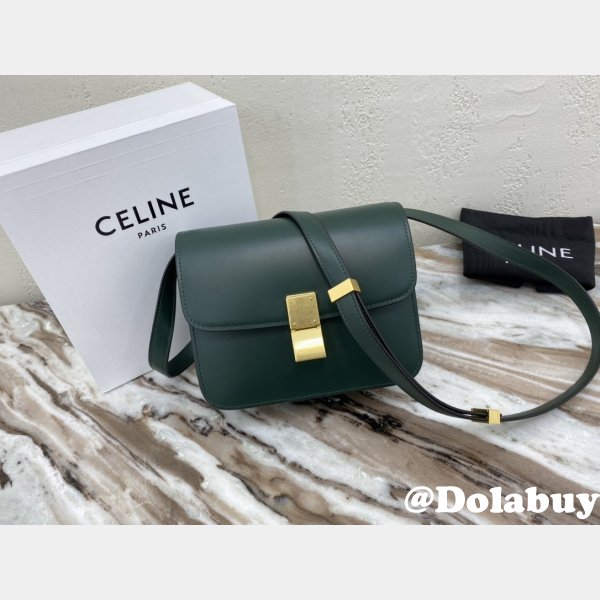 Celine Cheap Teen Classic Box ArmyGreen shoulder bag