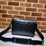 Gucci Designer 658565 Fake GG embossed messenger black bag