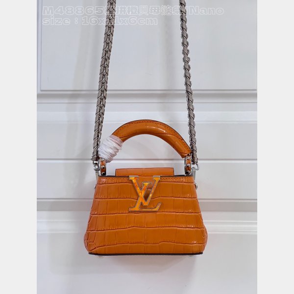 The Best Quality Capucines Louis Vuitton M48865 Orange Chain Fake Bag