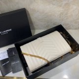 YSL Replica Saint Laurent Envelope Wallet on Chain WOC 620280 White Bag