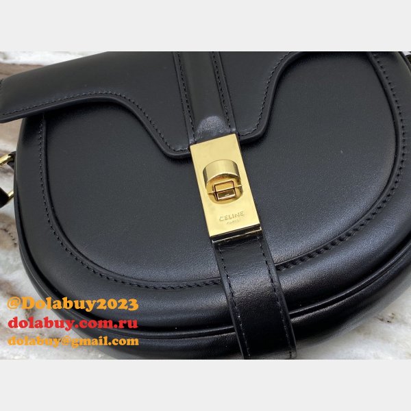 Celine Replica Small Besace 16 Bag Black satinated calfskin