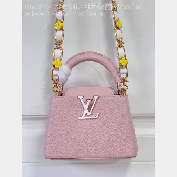 Pink White M48865 Flower Chain Knockoff The Capucines Replica LV Bag