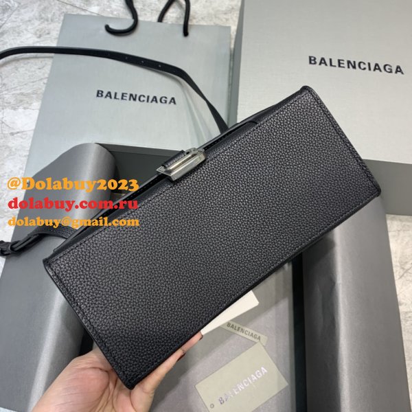 Replica Balenciaga Hourglass Top Handle Bag Lychee pattern black