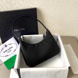 Prada Wholesale Zip Women's Hobo Black/Rose Bags Leather Handle