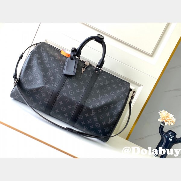 Knockoff Louis Vuitton Keepall Bandoulière 45/55 Monogram Eclipse Mens Bag