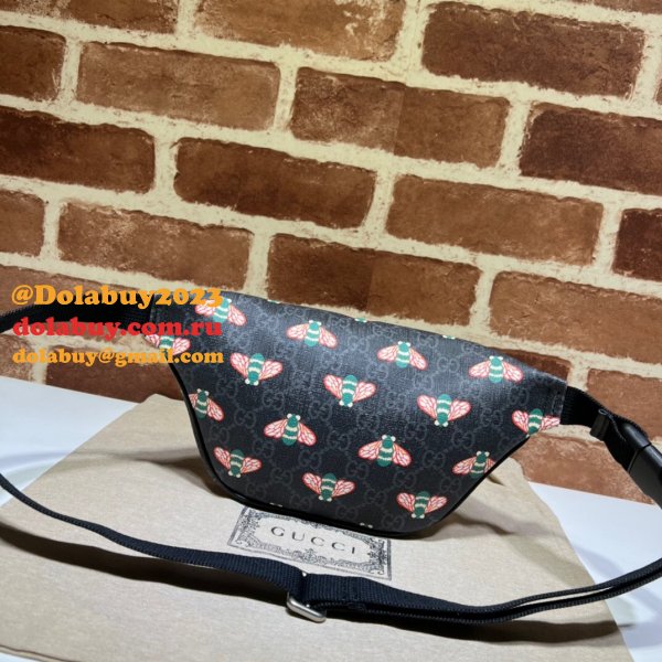 AAA Handbag Gucci Replica 675181 Black Bestiary belt bag with bees