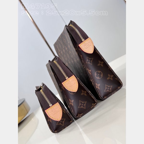 High Quality Trio Toilet Pouch LV M47195 Replica Handbags Online Sale