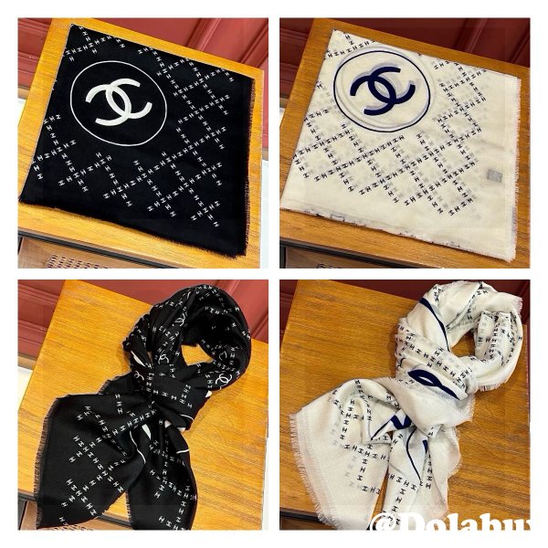 7 Star Chanel Double C Grid Square Scarf