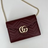 Gucci Fake GG Marmont Chain Wallets 474575 Red Bag