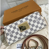 Louis Vuitton Pochette Eva White Damier Azur Canvas Cross Body Luxury N55214 Bag