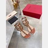 Valentino 1:1 Mirror ROCKSTUD METALLIC FLAT FLIP-FLOP SANDAL