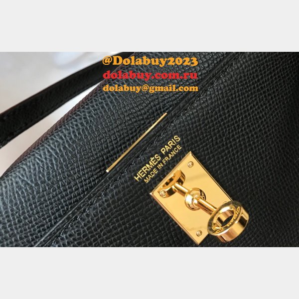 Hermes Mini Kelly Black Replica Handbag Epsom leather