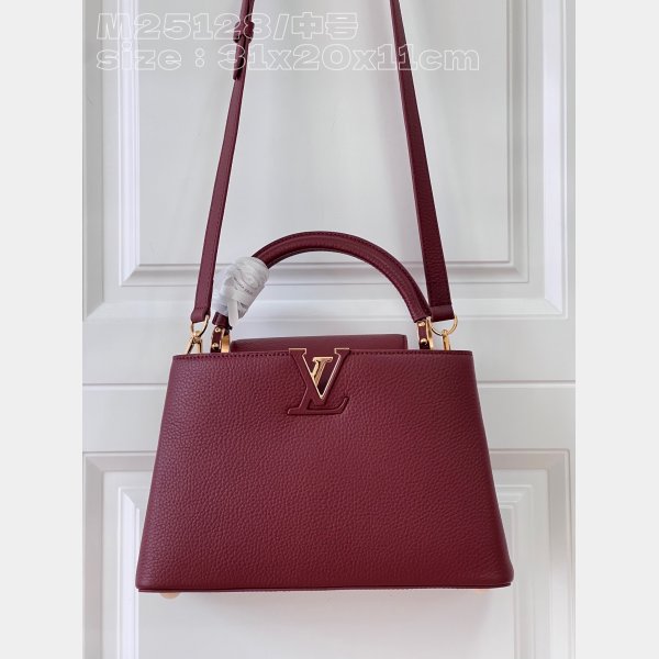 Capucines 1:1 Mirror M25128 Purple-Red Louis Vuitton Fake Handbag